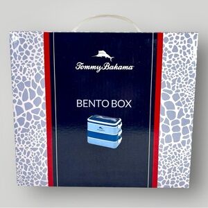 New Tommy Bahama Bento Box 3 Layer Partition Storage Meal Prep Lunch Travel Blue